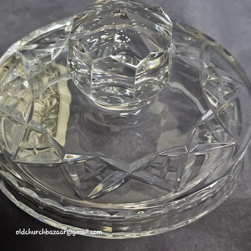 Vtg Presscut Lead Crystal Biscuit/ Cookie Jar with Lid 8